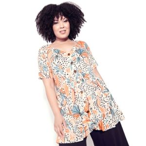 NWOT Zim & Zoe Zion Print Tunic - Ivory Floral 22/24